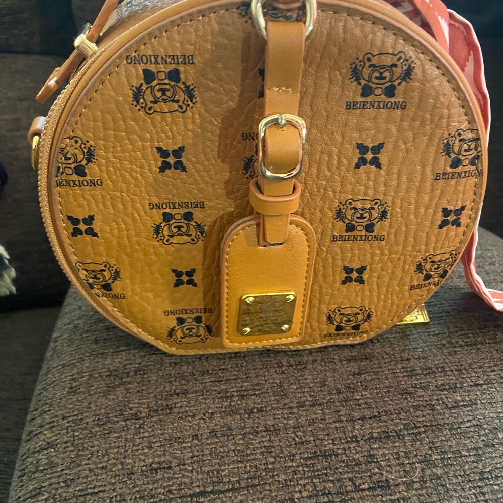 Tan Round Crossbody Bag